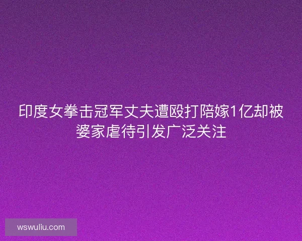 印度女拳击冠军丈夫遭殴打陪嫁1亿却被婆家虐待引发广泛关注