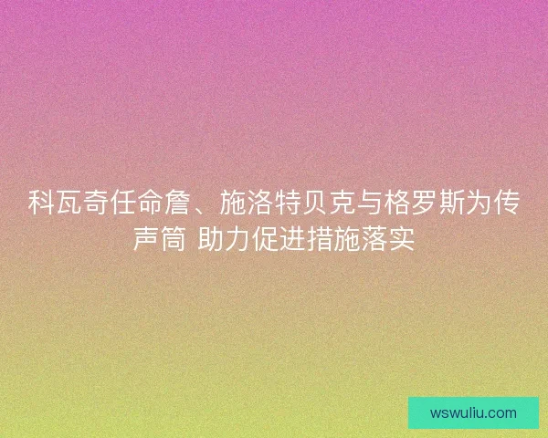 科瓦奇任命詹、施洛特贝克与格罗斯为传声筒 助力促进措施落实